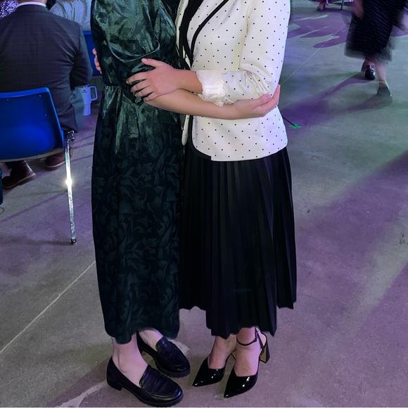 Leather pleated  skirt midi - Picture 2 of 2